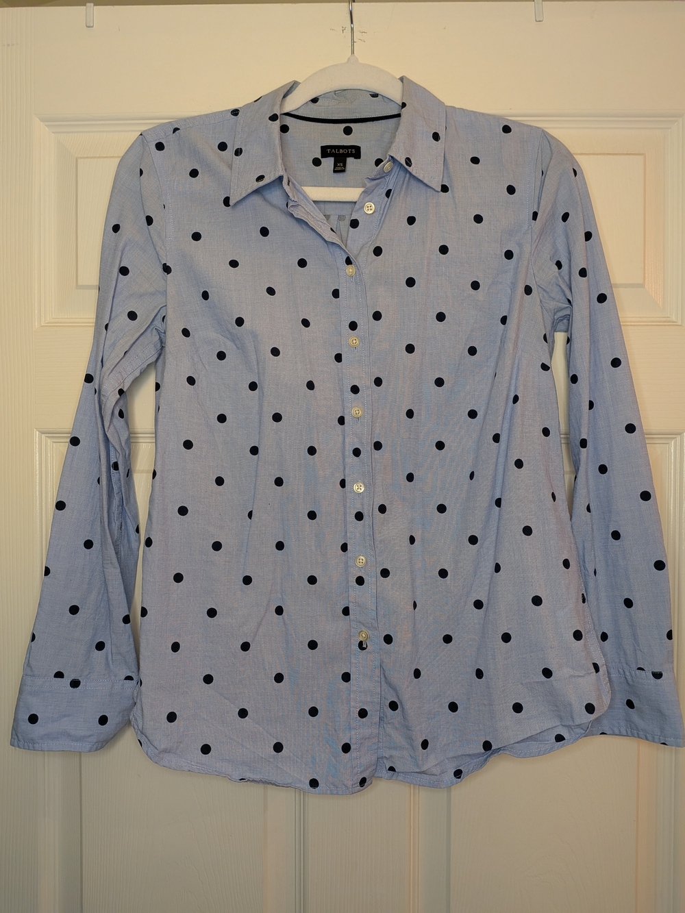 ​Talbots Light Blue Polka Dot Button Down Shirt XS